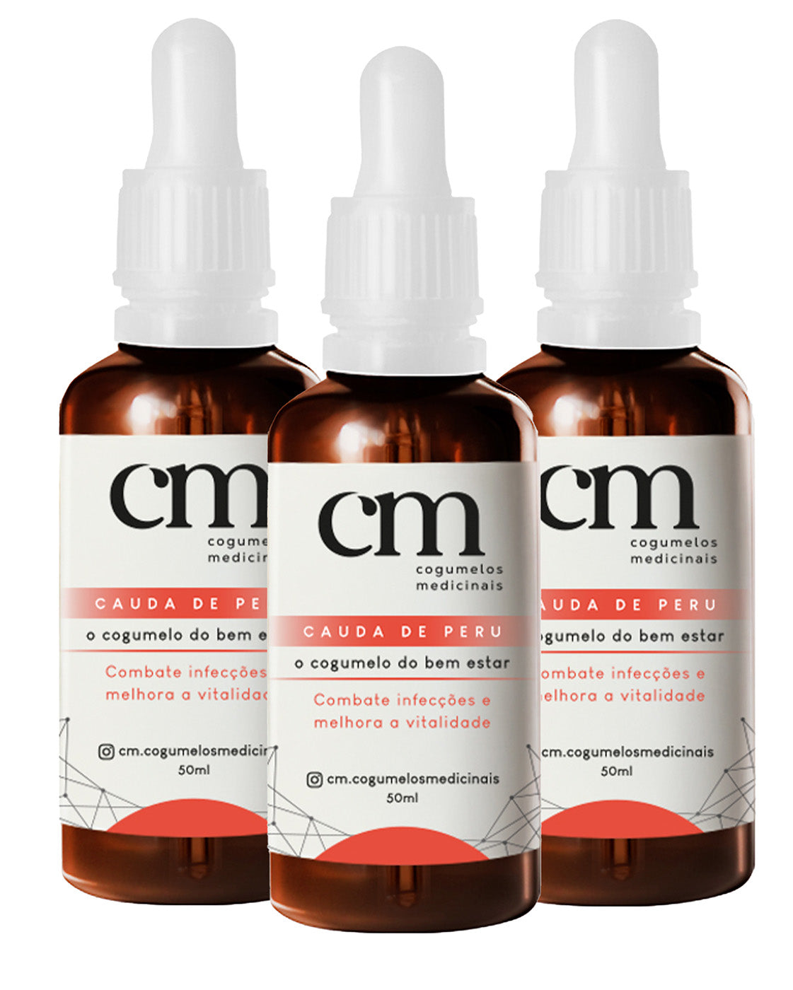 Kit 3 Extrato Líquido/ Tintura de Cogumelo Cauda de Peru - Trametes Versicolor - 50ml