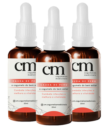 Kit 3 Extrato Líquido/ Tintura de Cogumelo Cauda de Peru - Trametes Versicolor - 50ml