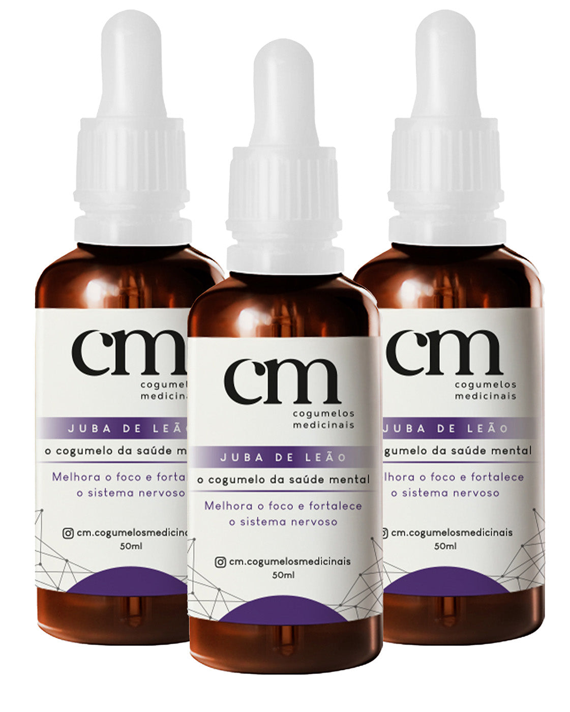 Kit 3 Extrato Líquido/ Tintura de Cogumelo Juba de Leão - Ericium Erinaceus - 50ml