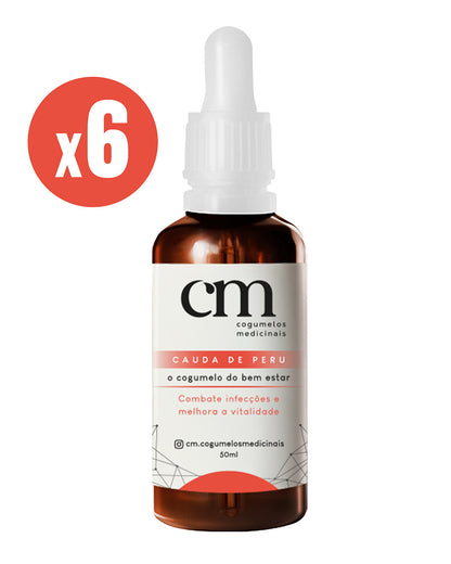 Kit 6 Extrato Líquido/ Tintura de Cogumelo Cauda de Peru - Trametes Versicolor - 50ml